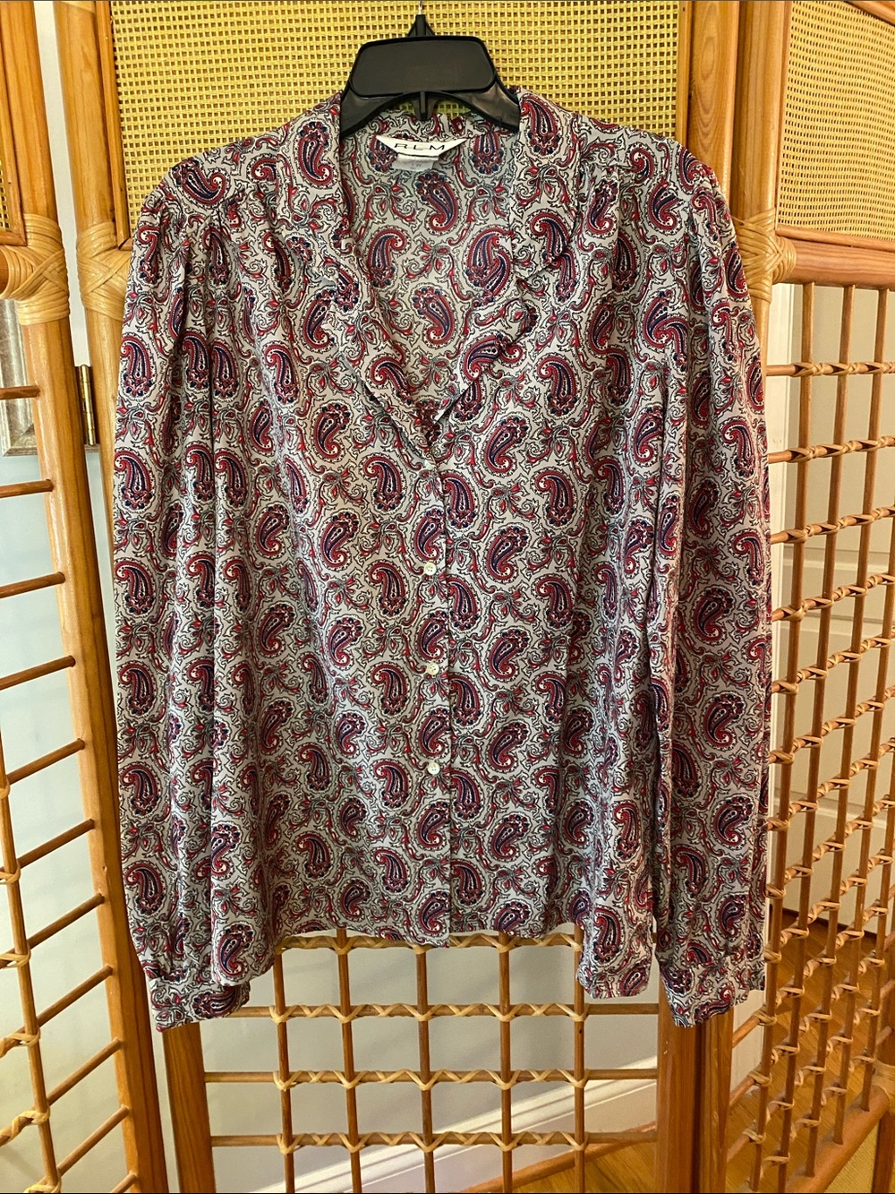 Women’s Paisley Button-Down Blouse - Red/White